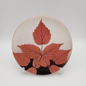 Wizards Of Clay Ceramic Bristoleaf Hanging Plate Trivet With Red Leaf Design
